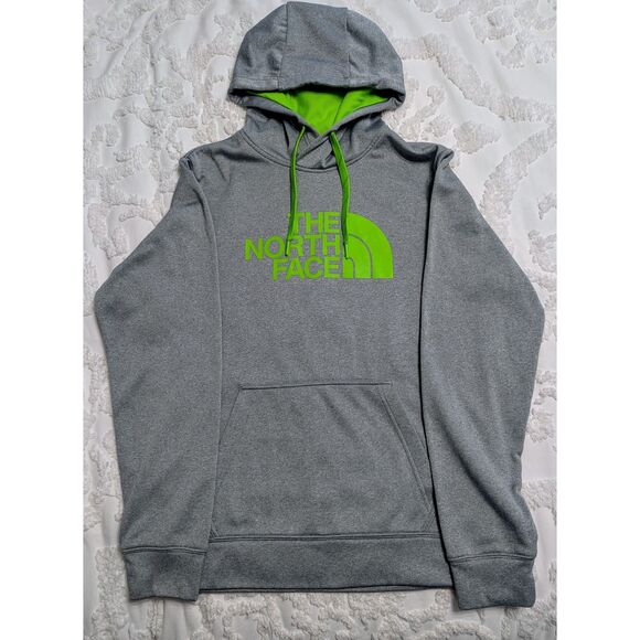 🟢 North Face Men’s Half Dome Hoodie Gray w/ Green Logo Size S – Pullover Fleece - Picture 1 of 7